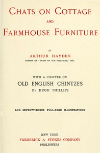 Cover of Chats on Cottage and Farmhouse Furniture — A Closer Reading