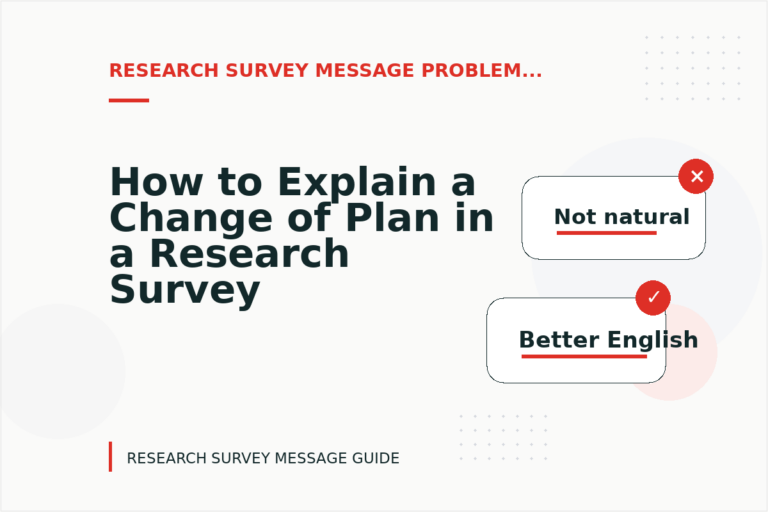 How to Explain a Change of Plan in a Research Survey Message How to Explain a Change of Plan in a Research Survey Message